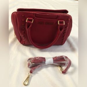 Steve Madded Vegan leather Studded Handbag color: Red